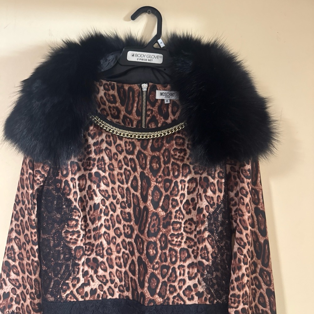 MOSCHINO jeans Leopard print woman’s Dress Size Medium with The Black LaceSize 8
